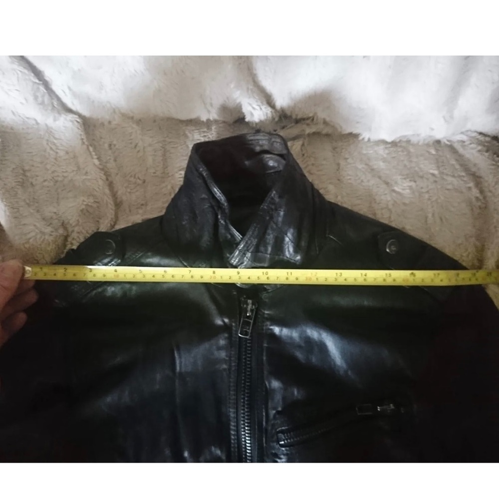 AllSaints Leather ‘Caldwell’ Biker Jacket Size UK Small Black Autumn Winter - Picture 9 of 12